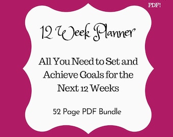 12 Weeks Goal Planner, 12 Week Printable Planner, 12 Week Year Planner, Contentment Questing Planner, Goal Planner, Goal Planner PDF