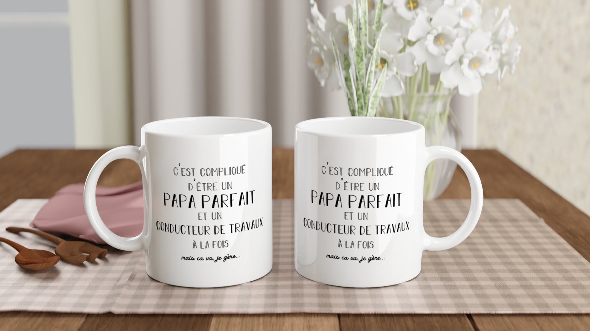Funny Dad Mug Gift - "It's Complicated Being A Perfect Dad & Site Manager" - Black Ceramic, Dishwasher Safe - View #2