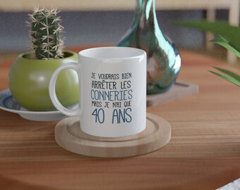 Funny 54th Birthday Mug – Personalized Ceramic Coffee Mug With Middle Finger Design, French Quote