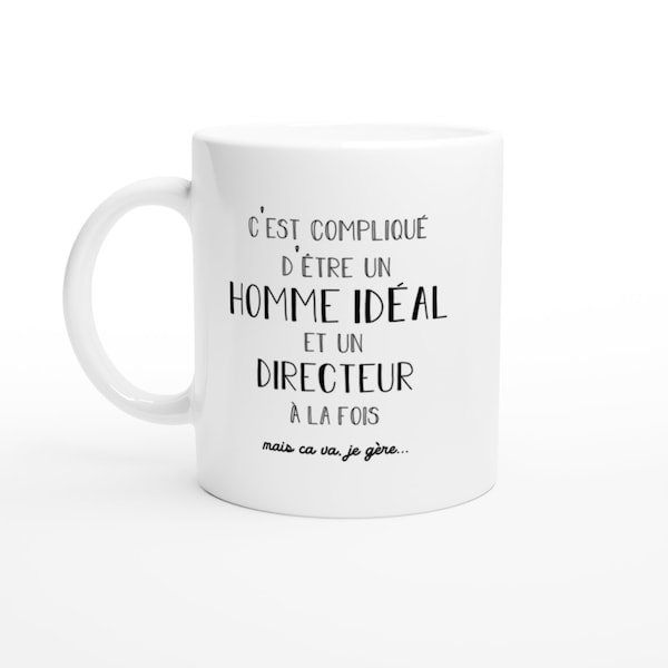 Mug Homme idéal directeur - Cadeau directeur Anniversaire Saint Valentin Homme Amour Couple - Céramique - Blanc