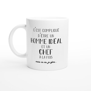 Mug Homme idéal chef - Cadeau chef Anniversaire Saint Valentin Homme Amour Couple - Céramique - Blanc