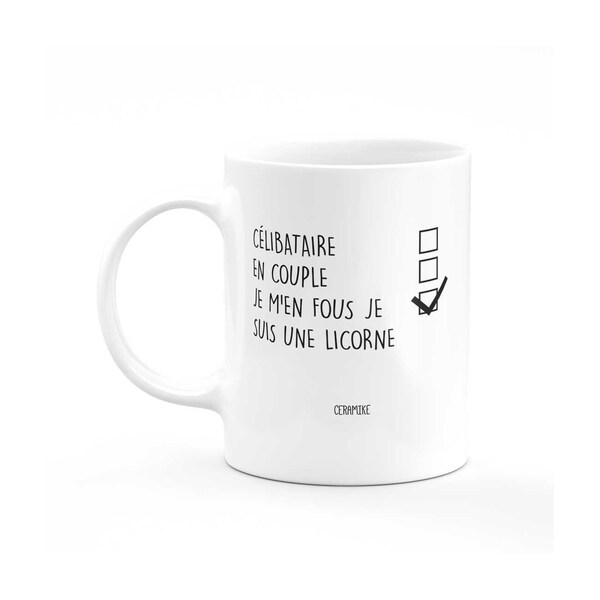 Mug je m en fous je suis une licorne - cadeau licorne humour, mug drôle, tasse licorne femme, objet licorne copine, mug rigolo enfant fille