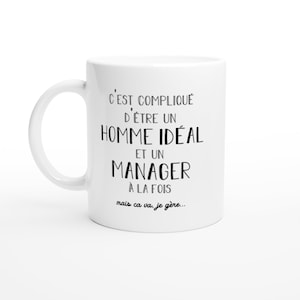 Mug Homme idéal manager - Cadeau manager Anniversaire Saint Valentin Homme Amour Couple - Céramique - Blanc