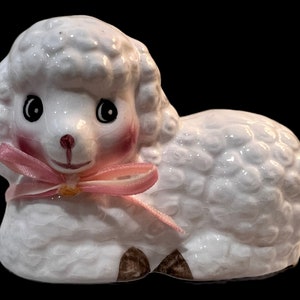 Vintage Kitsch Anthropomorphic Porcelain Baby Lamb Figurine