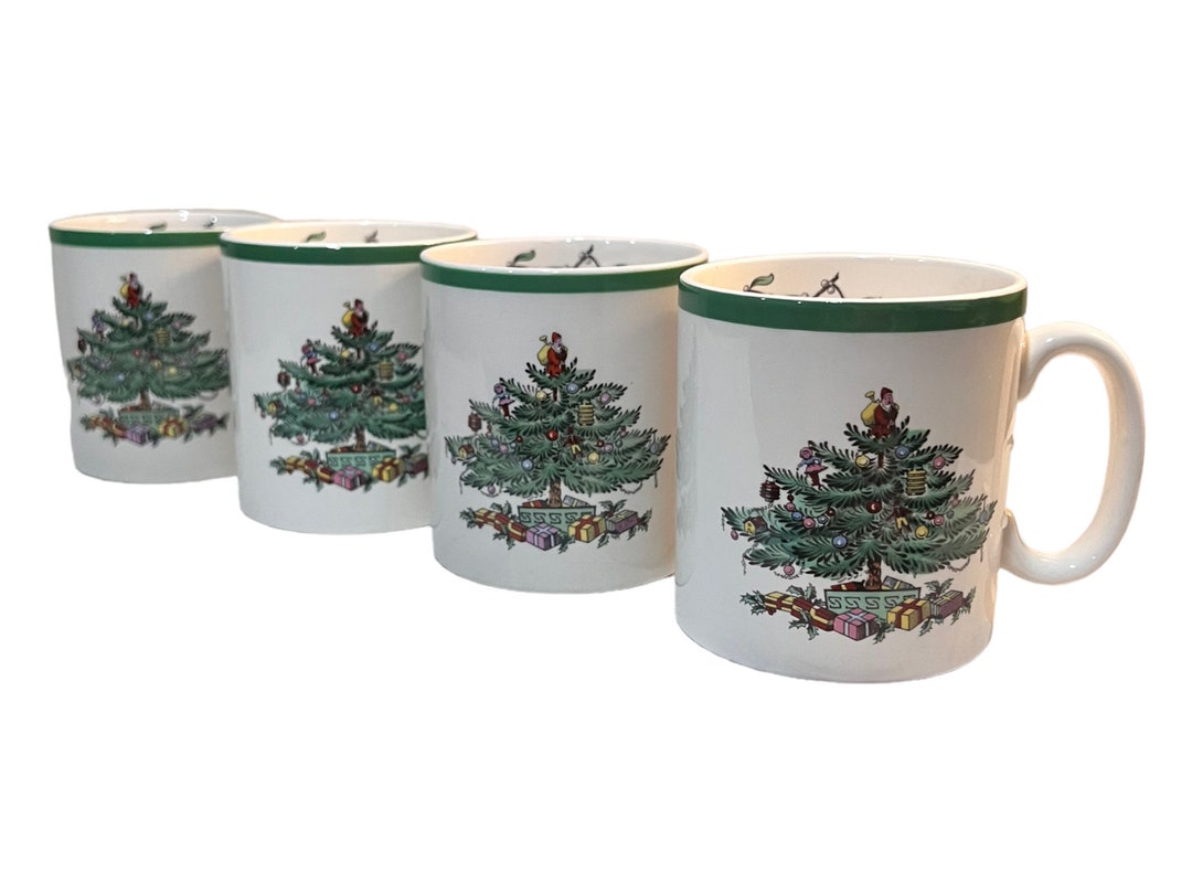 Vintage Set of 4 Spode 8 Oz Christmas Tree Coffee Mugs Tea Etsy