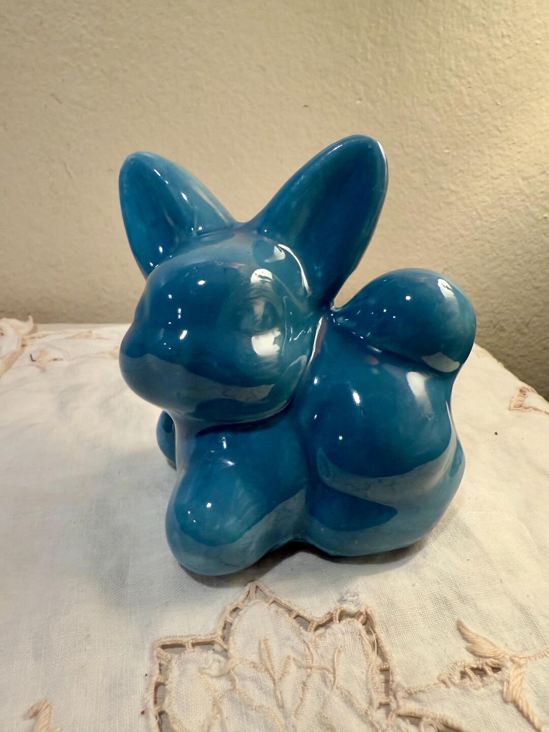 Ceramic Whimsical Blue Bunny Rabbit Shelf Sitter Figurine - Etsy