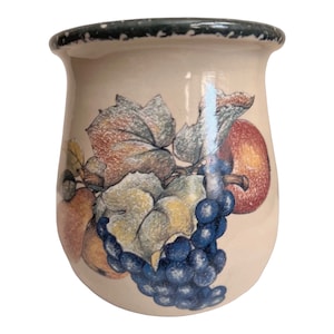Vintage 2004 Home & Garden Party LTD Stoneware Pottery Utensil Vase Fruit Design Made in USA