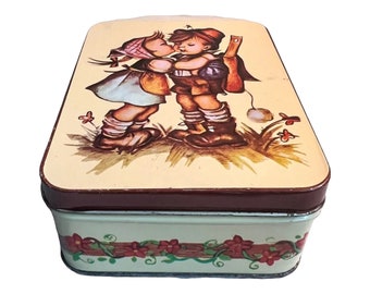 Vintage Hummel Linden Paper Notes Small Tin Box Children Graphic ~ No Paper