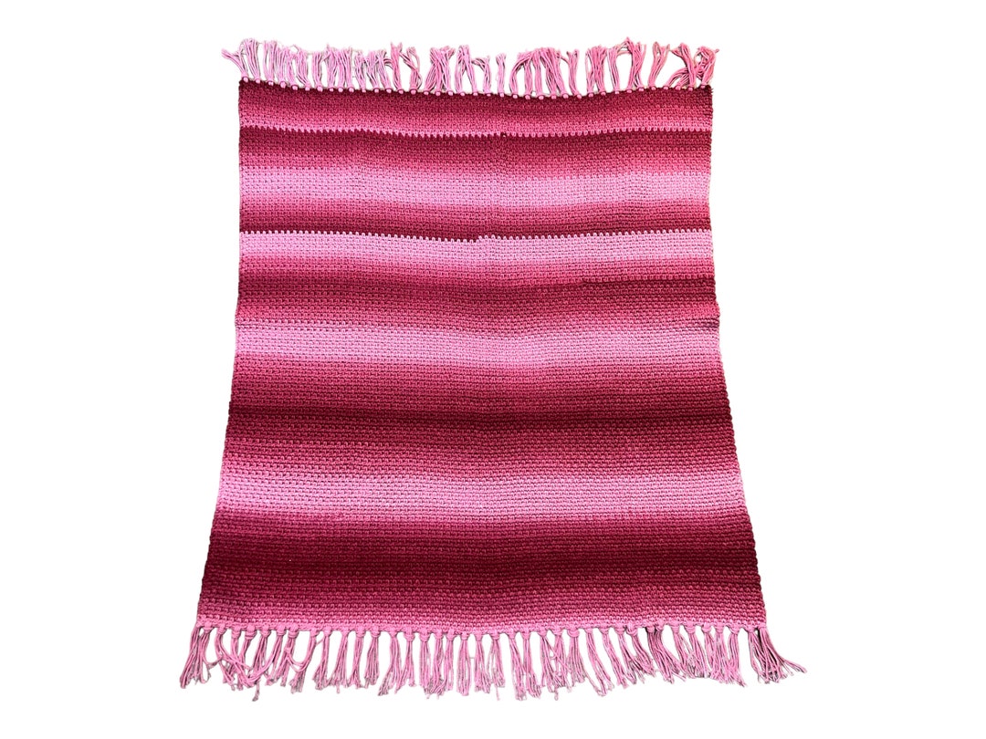 Handmade Knitted Small Chair Throw Baby or Lap Blanket Various Pinks