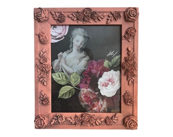 Upcycled Wood Frame French Country Cottage Shabby Chic with Roses