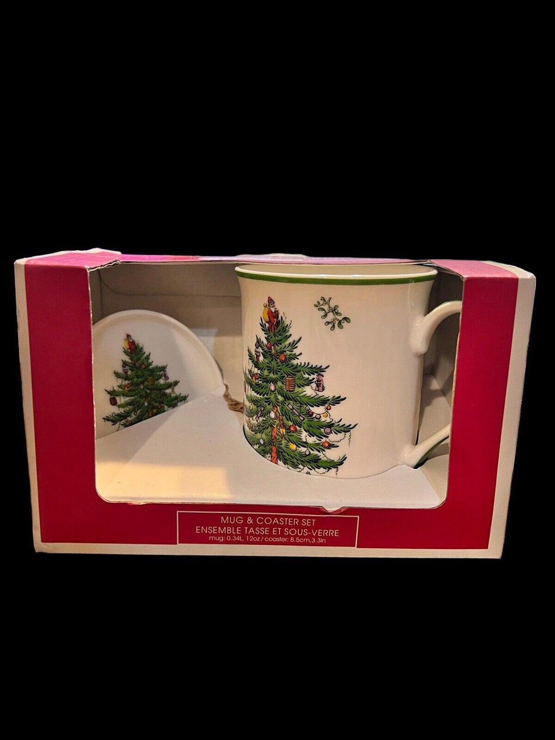 Spode Christmas Tree Mug and Coaster Set Holiday Coffee Etsy