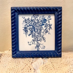 Upcycled Delft Style Painting Wall Hanging Decor Blue and White
