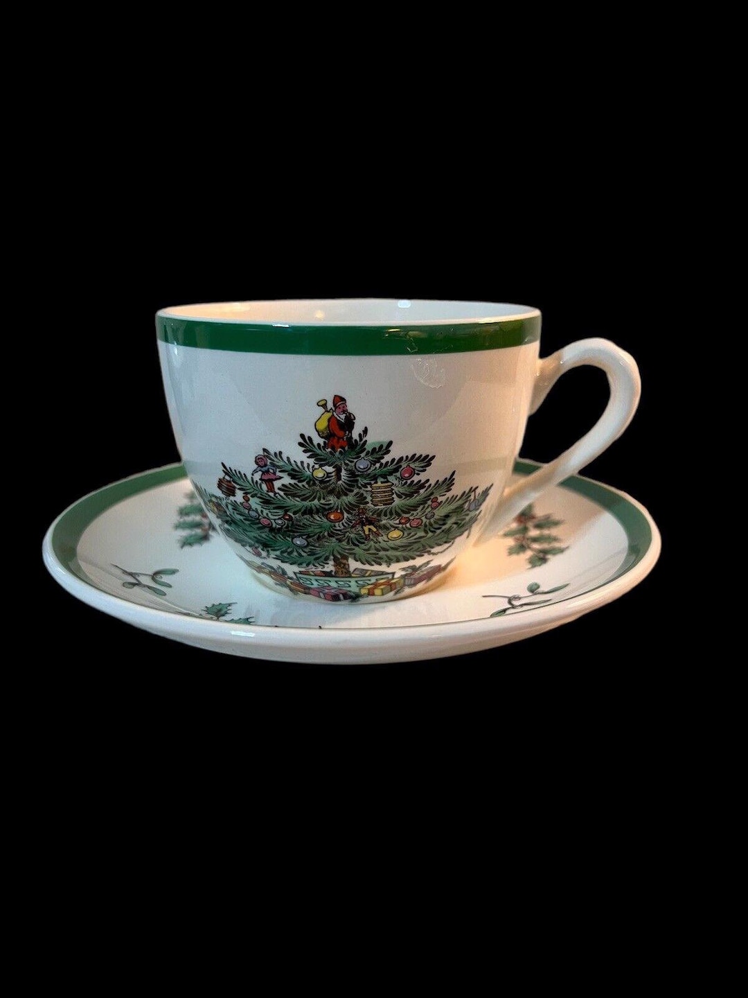 Vintage Spode Christmas Tree Tea Cups & Saucers Made in England Etsy