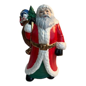 Vintage One-of-a-Kind Hand Painted Ceramic Santa Claus St. Nicholas Large Christmas Decor Figurine 9&quot;
