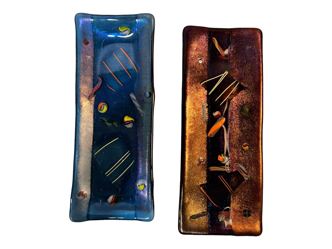 Set of 2 Vintage Kurt Mcvay Dichroic Fused Art Glass Sushi Etsy