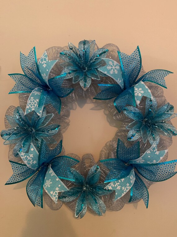 Blue and silver christmas wreath | Etsy