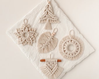 Set of 5 Christmas Tree Ornaments / Cinnamon, Snowflake, Wreath Ornament / Home Gifts / Gifts for Her / Holiday Decor / Christmas Gift