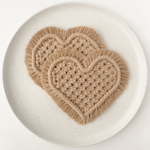 Heart Macrame Coaster / Crystal, Plant, Coffee Mug Coaster / Bohemian Coasters / Valentine's Decor / Housewarming Gift / Macrame Rug image 9