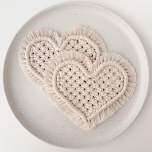 Heart Macrame Coaster / Crystal, Plant, Coffee Mug Coaster / Bohemian Coasters / Valentine's Decor / Housewarming Gift / Macrame Rug image 8