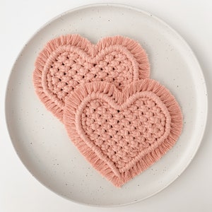 Heart Macrame Coaster / Crystal, Plant, Coffee Mug Coaster / Bohemian Coasters / Valentine's Decor / Housewarming Gift / Macrame Rug image 7