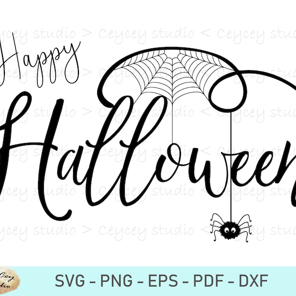 Happy Halloween Svg, Halloween Svg, Spooky Svg, Spider Svg, Boo Svg, Fall Svg, Overlay, Religious Svg, , Png, Eps, Dxf, Pdf, Digital File