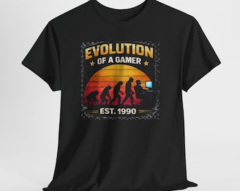 Evolutie van een gamer T-shirt | Retro gaming-silhouet, EST. 1990