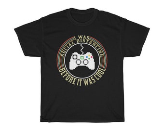 Grappig gamer-T-shirt: cadeau voor videogamespeler met sociale afstand