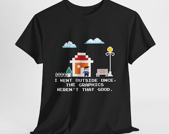 Pixel Outdoor Scene T-Shirt | I Went Outside Once Retro Gaming Tee
