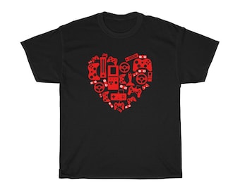 Gamer-valentijnsshirt, gaming-valentijn, videogameshirt, valentijnshart, controller, gamercadeau