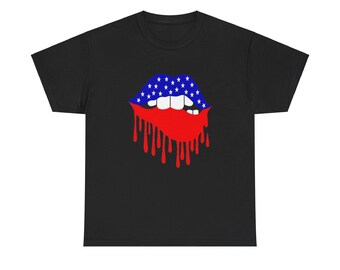 Dripping Lips USA T-Shirt: Rock N Roll Patriotic Tee