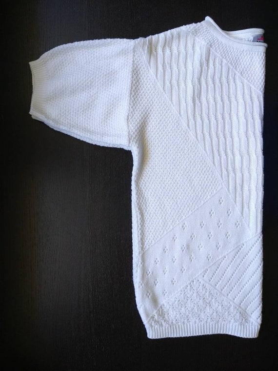 1980s Bleyle White Cotton Mixed Texture Short Sle… - image 8