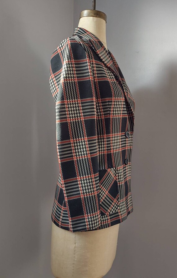 Funky Vintage 1970s Woman's Plaid Double Knit Bla… - image 3