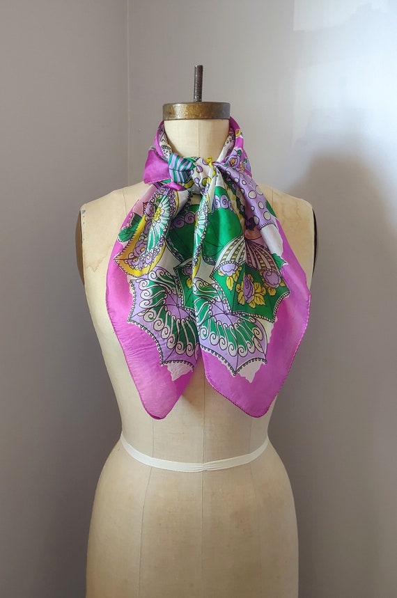 1950s silk scarf colorful - Gem