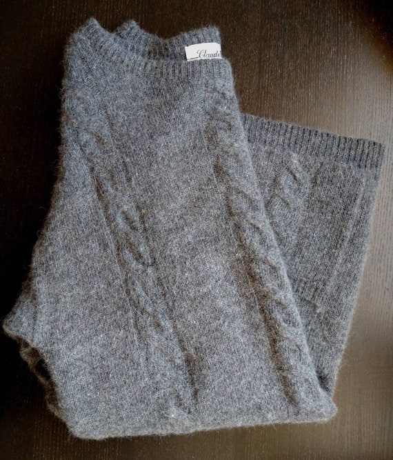 Sophisticated Vintage 1990s Grey Angora Knit Skir… - image 7
