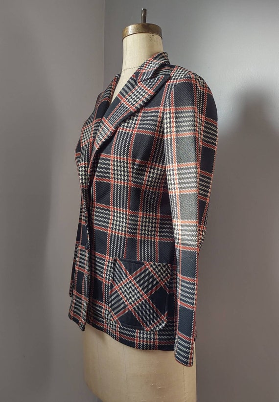 Funky Vintage 1970s Woman's Plaid Double Knit Bla… - image 6