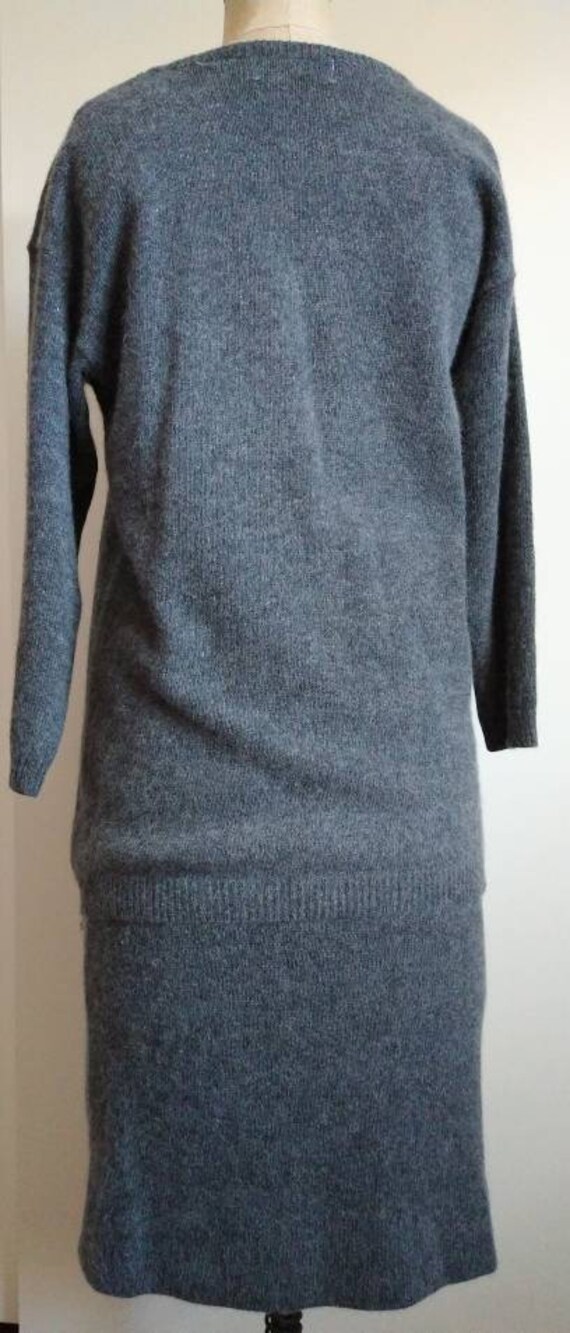 Sophisticated Vintage 1990s Grey Angora Knit Skir… - image 4