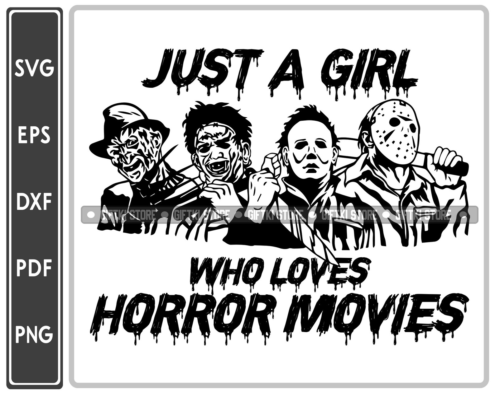 Horror Movie Characters Svg Just A Girl Who Loves Horror Etsy