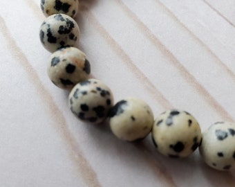 Dalmatian Jasper 8mm Gemstone Bead Stretch Stacking Bracelet