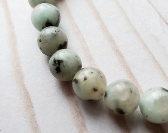 Light Green Kiwi Stone 8mm Gemstone Bead Stretch Stacking Bracelet