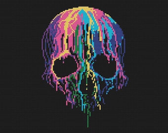 Multicolored Skull. Cross stitch pattern. PDF #21