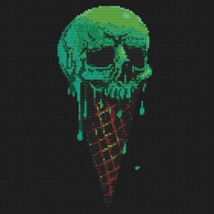 Green ice cream skull. Cross stitch pattern. PDF #22