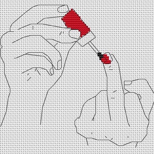 Middle finger. Cross stitch pattern. PDF #9