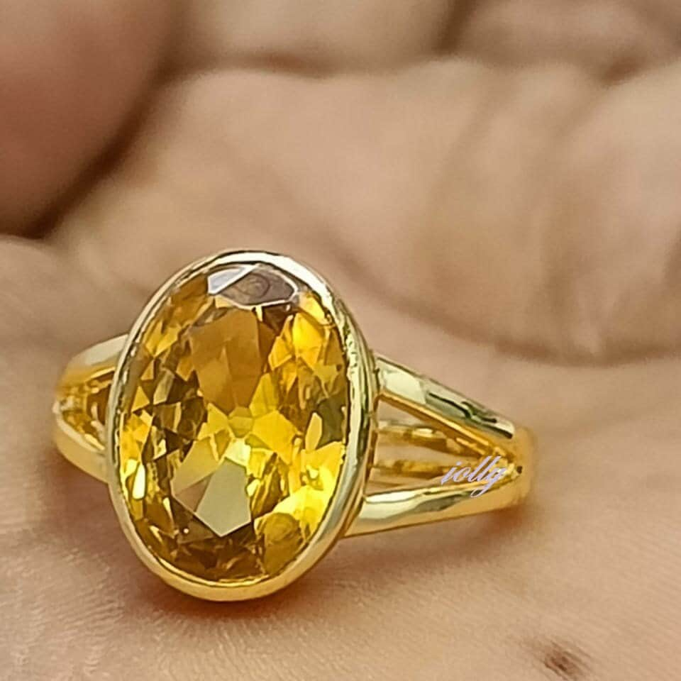 TODANI JEMS 14.25 Ratti Pukhraj Stone Original Certified Yellow Sapphire  Gemstone Gold Plated Adjustable Woman Man Ring With Lab Certificate :  Amazon.in: Fashion