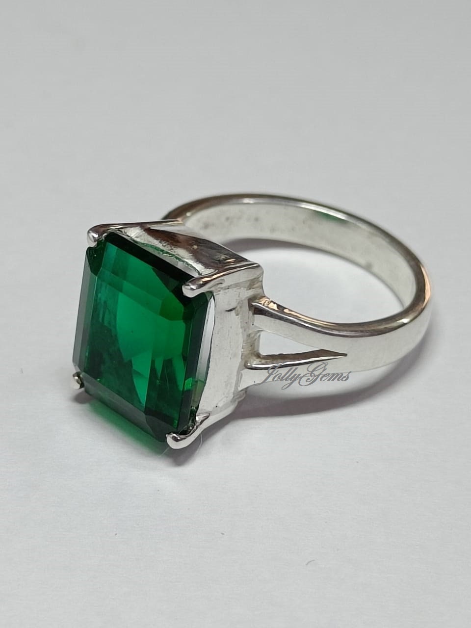 925 Sterling Silver Natural Certified 4.25 Ct Emerald Solitaire Ring For Beloved 