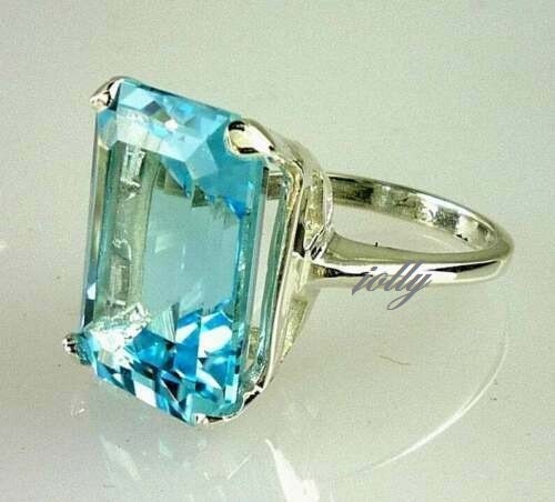 GORGEOUS Big Stone Aquamarine Ring, Engagement Ring, Emerald Cut ...