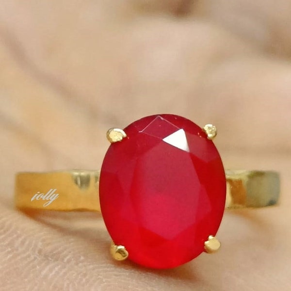 Bague en rubis naturel avec pierres précieuses de qualité AAA+, certifiée 7,25 Ratti, non chauffée, non traitée, cadeau de Noël pour femme et homme