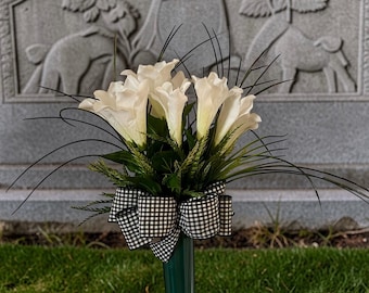 Memorial bouquet, monument floral, cemetery arrangement