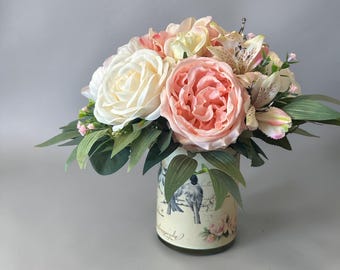 Silk floral arrangement, French inspired floral, faux floral arrangement