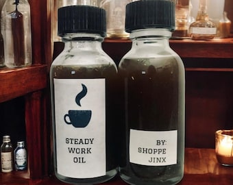 Steady Work Oil; 1 fluid OZ, career and work oil, ritual oil, metaphysical oil