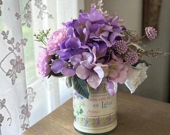 Petite French inspired flower arrangement, mixed flower bouquet, silk table floral, gift for her
